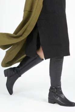 Jones Bootmaker Phoebe Kniehohe Lederstiefel, Schwarz