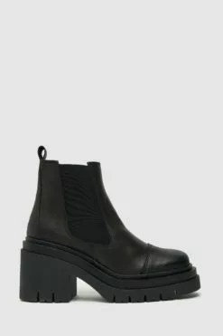 Schuh Adah Lederstiefel Mit Dicker Sohle