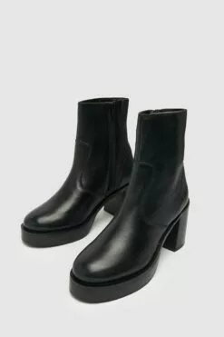 Schuh Belle Lederstiefel Mit Plateausohle, Schwarz -Winterschuhe Verkaufs-Shop D45575s4