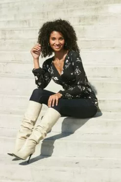 Sosandar Belle Kniehohe Slouch-Lederstiefel Mit Stilettoabsatz -Winterschuhe Verkaufs-Shop Q08841s3