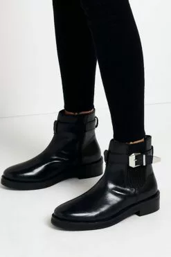 River Island Lederstiefel Mit Applikation, Schwarz -Winterschuhe Verkaufs-Shop U61240s5